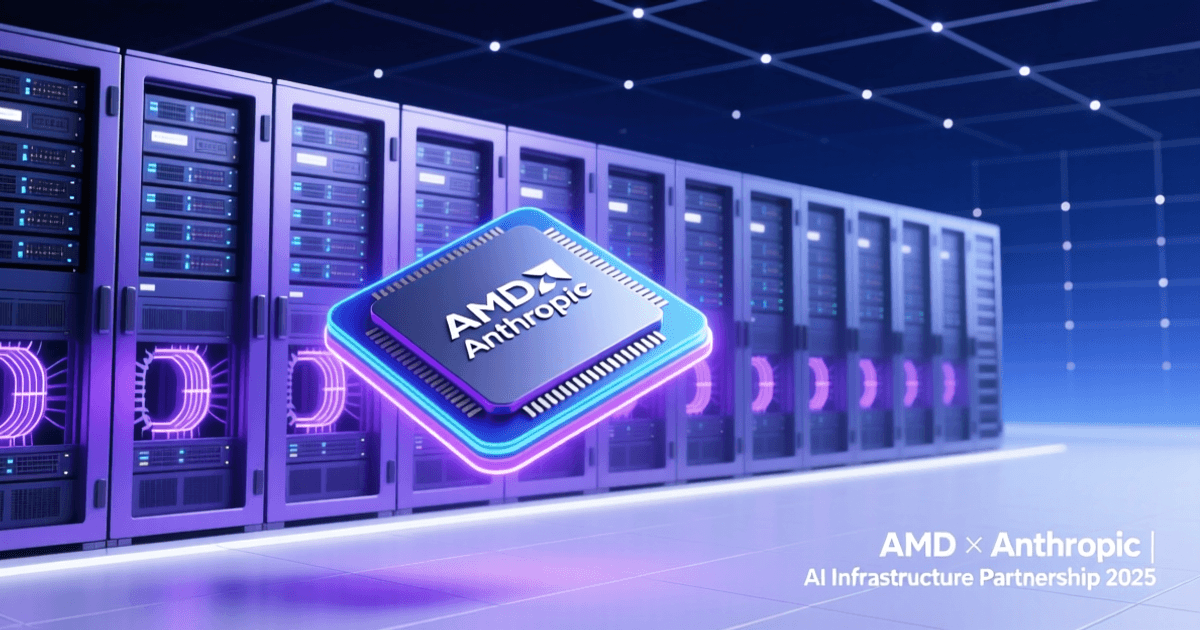 AMD与Anthropic战略合作签约场景概念图,展示AI芯片与数据中心