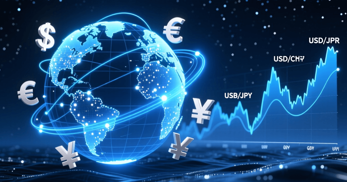 金融科技主题,全球化资金流动与外汇走势图,蓝色科技线条
