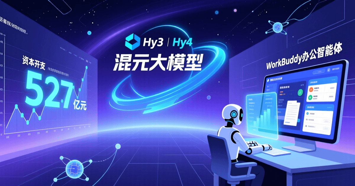 腾讯AI战略科技蓝色调封面,展示大模型与办公智能体概念