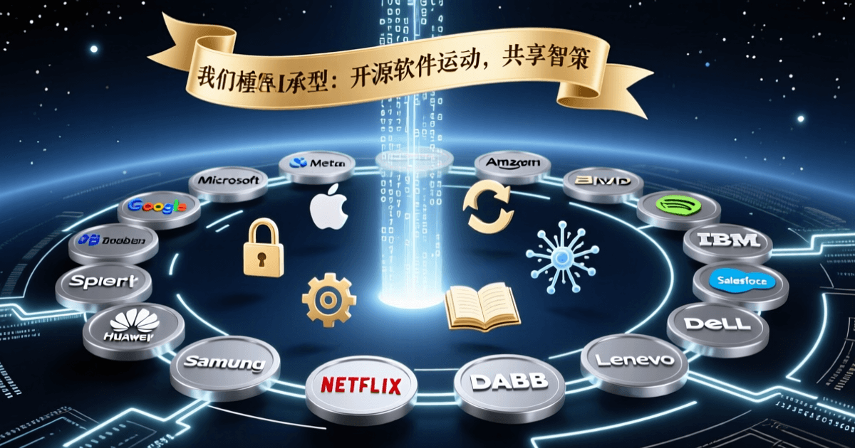 25家科技巨头联名公开信概念图:开放权重AI模型与开源软件运动的历史类比