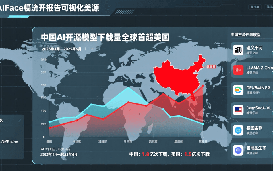 Hugging Face报告:中国开源模型下载量全球首超美国