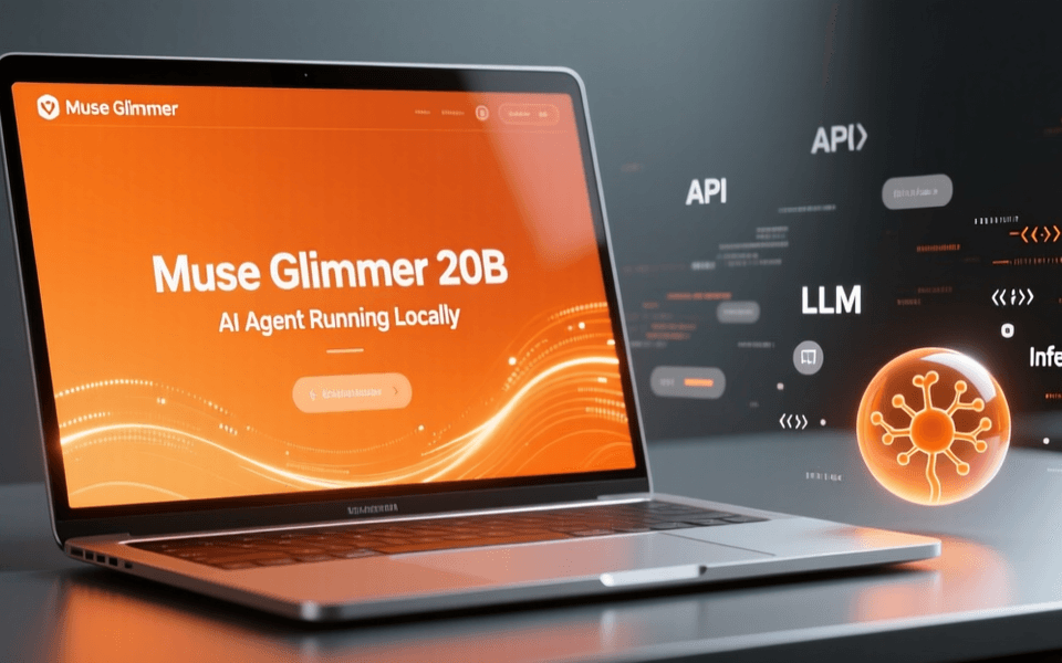Meta开源Muse Glimmer 30B模型,笔记本电脑运行AI智能体,橙色科技风格