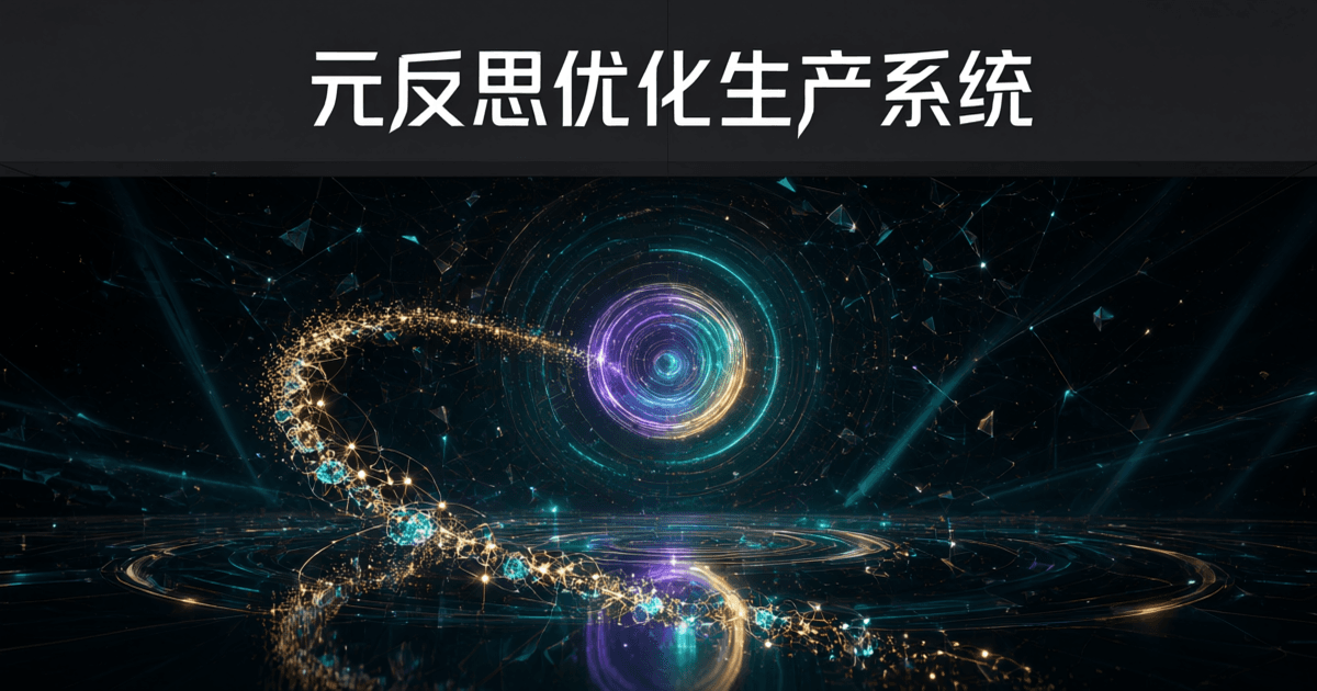 深色空间中盘旋上升的发光进化轨迹与嵌套光环,象征自动化优化 AI 系统的迭代过程