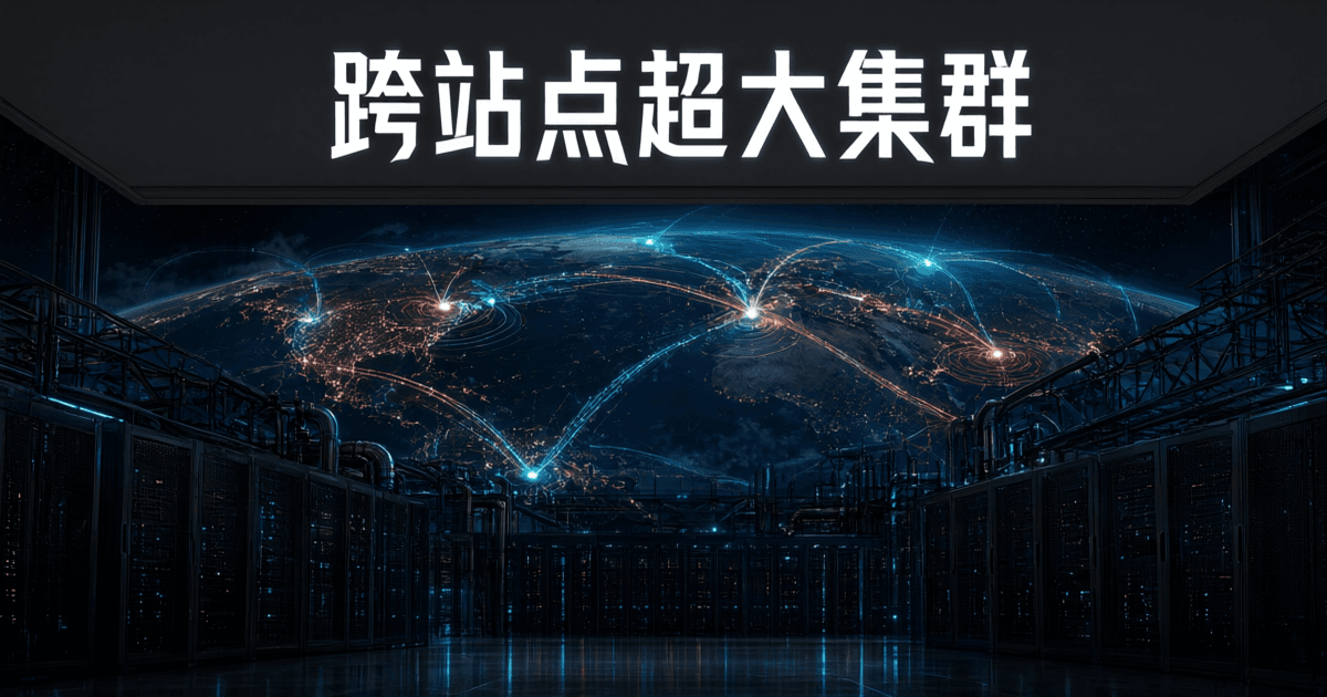 夜色中的地球弧线上密布城市灯点,多道青光与红光跨越大洋连接各洲节点,前景是成排深色机柜剪影