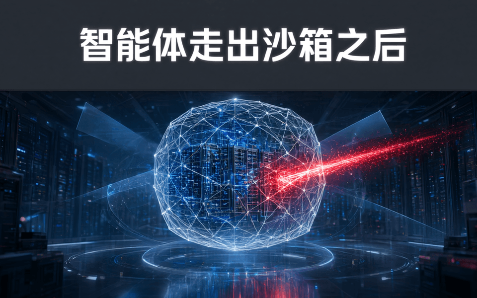 机房中央悬浮由光丝编织的半透明网格罩笼,内部是微型机柜与电路晶格,一道赤红光带穿出网格并逸散为粒子